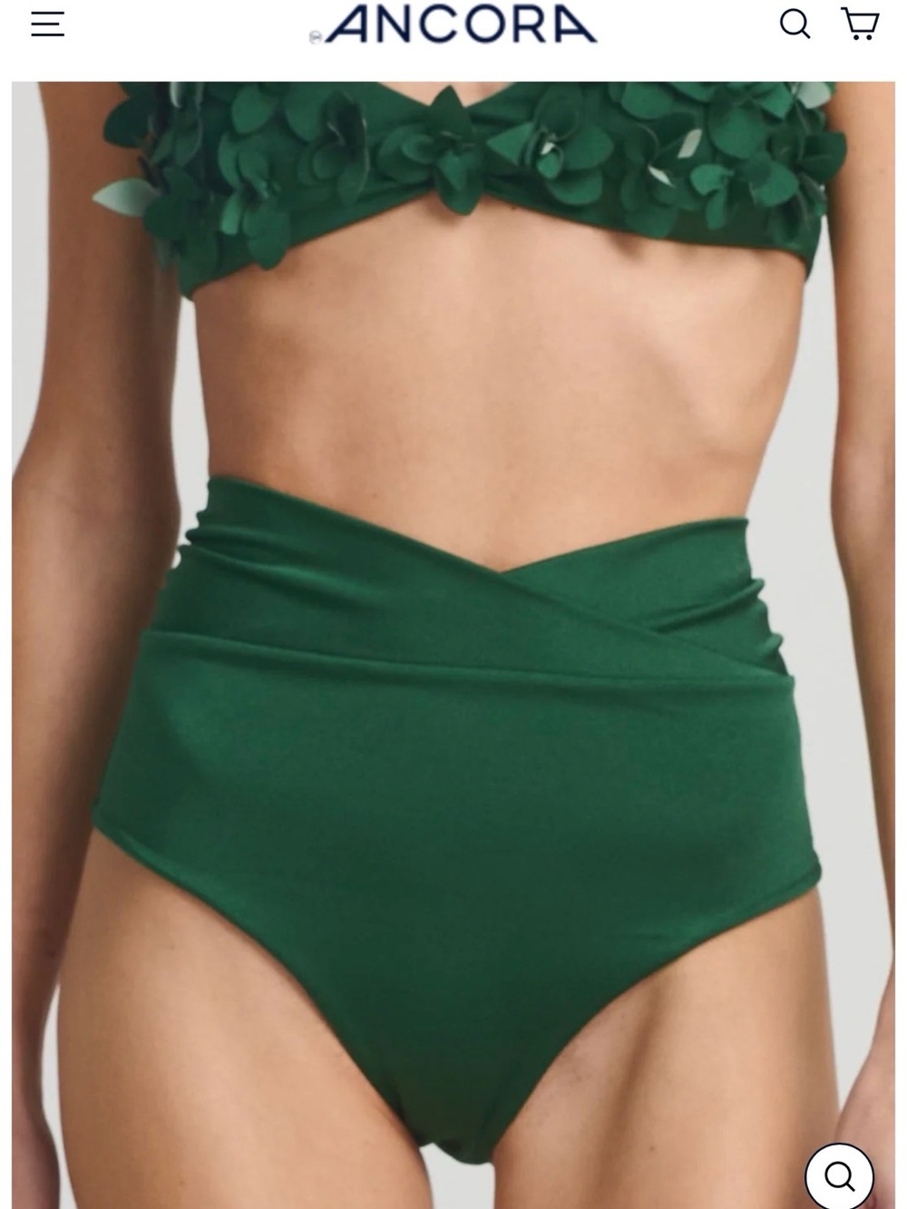 Ancora V-Waist High-Rise Bikini Bottom in Auléa Green